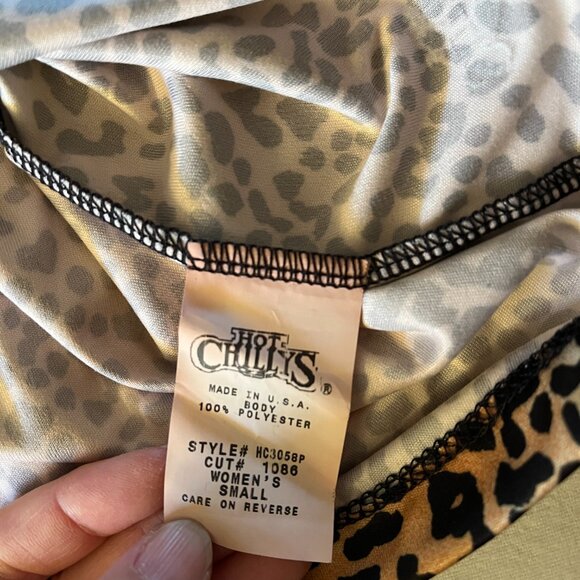 Hot Chillys Women's Base Layer Peach Skins Top Turtleneck Cheetah print Small - Picture 4 of 5